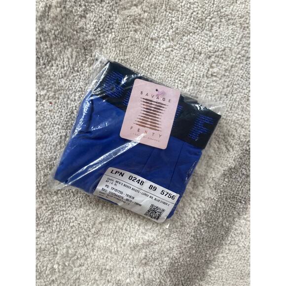NWT Savage X Fenty Men's Boxer Briefs Shorts Lurex Blue Cyber Cafe XL - Picture 3 of 3
